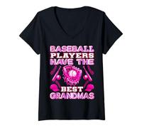 Womens Baseball Players Have The Best Grandmas - Cute Sports Shirt V-Neck T-Shirt