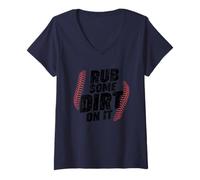 Womens Baseball Rub Some Dirt on It V-Neck T-Shirt