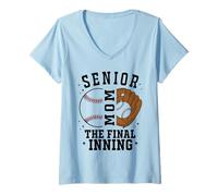Womens Baseball Senior Mom 2026 The Final Inning V-Neck T-Shirt