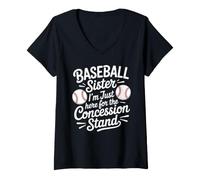 Women's Baseball Sister I'm Just Here for Concession Stand V-Neck T-Shirt