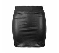 Womens Basic Casual Mini Skirt Ladies Simple Stretchy Printed Bodycon Mini Skirt (Wet Look UK 12-14)