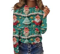 Womens Basic Christmas Tops 2025 Tee Shirt Ladies' Casual Comfortable Fashionable Printed Celebration Top Tunics for Daily Life Xmas Gifts (Green, S)