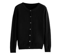 Womens Basic Crew Neck Long Sleeve Down Cardigan Womens Wool Cardigan (Black, L)