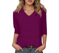 Women's Basic Crew Neck Short Sleeve Soft Comfortable T-Shirt for Everyone Stylish Solid Color, Dark purple, M