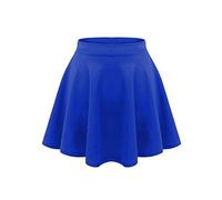 Women's Basic High Waist Casual Work Party Holiday Business Mini Skirt Stretchy Skirts Short Skirt Teens Kids Girls Children HIGH Waisted Stretch Plain Flared Short Skater Skirts (10, Royal Blue)
