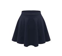 Women's Basic High Waist Casual Work Party Holiday Business Mini Skirt Stretchy Skirts Short Skirt Teens Kids Girls Children HIGH Waisted Stretch Plain Flared Short Skater Skirts (8, Navy Blue)