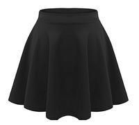 Women's Basic High Waist Casual Work Party Holiday Business Mini Skirt Stretchy Skirts Short Skirt Teens Kids Girls Children HIGH Waisted Stretch Plain Flared Short Skater Skirts (10, Black)