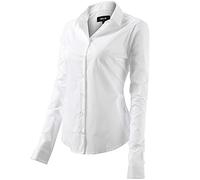 Womens Basic Long Sleeve Slim Fit Casual Button up Poplin Shirt OL Work Shirt Blouse Stretch Formal Shirts White, White, 12