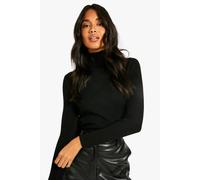 Womens Basic Roll Neck Knitted Jumper - Black - L, Black