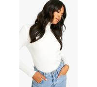 Womens Basic Roll Neck Knitted Jumper - White - M, White