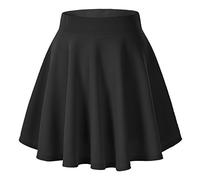 Women's Basic Solid Versatile Stretchy Flared Casual Mini Skater Skirt