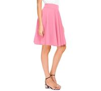 Women's Basic Solid Versatile Stretchy Flared Casual Mini Skater Skirt - Pink -