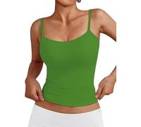 Women's Basic Tank Tops Square Neck Cami Tank Summer Sexy Sleeveless Tops(Green-n3,L)