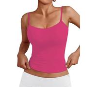 Women's Basic Tank Tops Square Neck Cami Tank Summer Sexy Sleeveless Tops(Rose Red-n3,S)