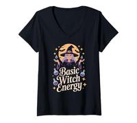 Womens Basic Witch Energy Halloween Magic Vibe V-Neck T-Shirt