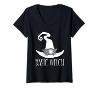 Womens Basic Witch Hat V-Neck T-Shirt