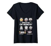 Womens Basics of Cat Geometry Math Funny Cat for Cat Dad Cat Mom V-Neck T-Shirt