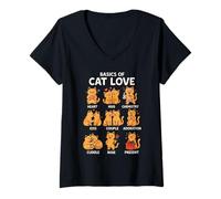 Womens Basics of Cat Love Funny Cat Gifts for Dad Mom Kids V-Neck T-Shirt