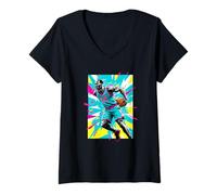 Women's Basketball 24 Behind The Back in Bright Summer Colors Comic V-Neck T-Shirt