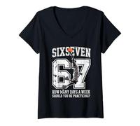 Women's Basketball 67 Meme How Many Days Practicing Humor Player V-Neck T-Shirt