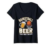 Women's Basketball and Beer Thats Why Im Here 3-Pointer Swish Dunk V-Neck T-Shirt