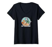 Women's Basketball Cat vs Wolf Sports Challenge Graphic V-Neck T-Shirt