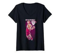 Womens Basketball Fans Jersey Slam Dunk V-Neck T-Shirt
