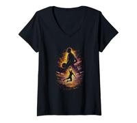 Women's Basketball Player Slam Dunk Action Grunge Silhouette V-Neck T-Shirt