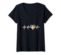 Womens Basque Country Flag Heartbeat Basques V-Neck T-Shirt