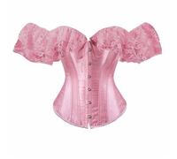 Womens Basque Overbust Off-Shoulder Pink Corset Tops Overbust Sexy Lace Up Boned Bustier Corsets Bridal Lingerie Bodyshaper Shapewear Plus Size Gothic Bustier Underbust Halloween Vampire Costume