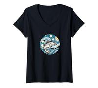 Womens Bass Fish - Fisherman Fishing Retired Retirement Retire V-Neck T-Shirt