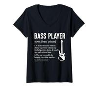 Womens Bass Player Bassist Definition Funny Bass Guitarist V-Neck T-Shirt