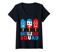 Womens Bastille Day Squad Bonne Fête Nationale France Kids Toddler V-Neck T-Shirt