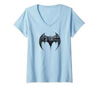 Womens Bat in Gothic Black V-Neck T-Shirt