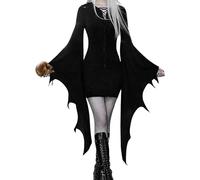 Women's Bat Sleeve Dress - Sexy Y2k dressest Queen Adult Fancy Dress Gothic Clothes Addams Family Wednesday Carnival Cosplay Party Outfits Medieval Costume Dress(Black,2XL,1150w)