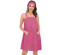 Women's Bath Robes Knee Length Bride Spa Towel Robe Bridesmaid Party Towel Dress Rose Red,S/M