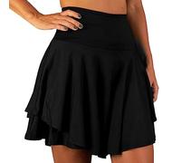 Womens Bathing Bottom Women's Swim Skirt High Waisted Fold Bathing Skirt Built in Swim Shorts Bottoms for Women Sports Ladies Yoga Skort Swimbottom Board Shorts Plus Size Bikini Bottom (22-Black, XXL)