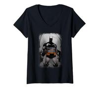 Women's Batman Absolute Grey Silhouette V-Neck T-Shirt