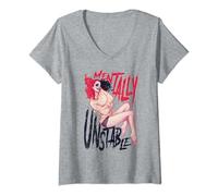 Womens Batman Harley Quinn Mentally Unstable V-Neck T-Shirt