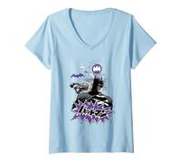 Women's Batman Purple Kanji Skyline V-Neck T-Shirt