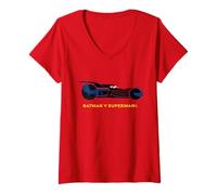 Women's Batman v Superman The Batmobile Drawing V-Neck T-Shirt