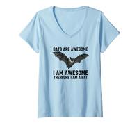 Women's Bats are Awesome I Am Awesome Therefore I Am A Bat V-Neck T-Shirt