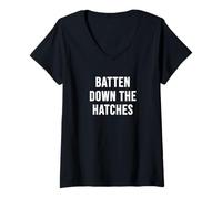 Womens Batten Down The Hatches V-Neck T-Shirt