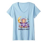 Womens Batty for Moo Cute Cow and Bat Halloween V-Neck T-Shirt