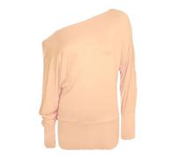 Women's Batwing Long Sleeve Off Shoulder Top Baggy Shirt Jumper Ladies Plain and Printed Batwing Top Casual Winter Wear Loose Off Shoulder Neck Fit Jumper Tops UK Plus Size 8 to 26