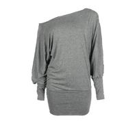 Women's Batwing Long Sleeve Off Shoulder Top Baggy Shirt Jumper Ladies Plain and Printed Batwing Top Casual Winter Wear Loose Off Shoulder Neck Fit Jumper Tops UK Plus Size 8 to 26