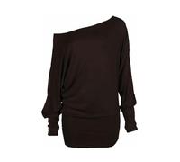 Womens Batwing Off Shoulder Top Baggy Shirt Jumper Ladies Long Sleeve Plain and Printed Loose Off Shoulder Neck Stretchy Light Weight Jumper Casual Summer Wear Fancy Party Wear Tops Plus Size