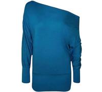 Womens Batwing Off Shoulder Top Baggy Shirt Jumper Ladies Long Sleeve Plain and Printed Loose Off Shoulder Neck Stretchy Light Weight Jumper Casual Summer Wear Fancy Party Wear Tops Plus Size