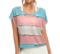 Women's Batwing Sleeve Tshirt Top Transgender Flag Blush Blue Rainbow LGBT Pride Month Parade Summer Plus Size Coverup S, Transgender Flag Blush Blue Rainbow Lgbt Pride, M
