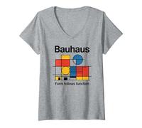 Womens Bauhaus Architecture Form Follows Function Geometric V-Neck T-Shirt